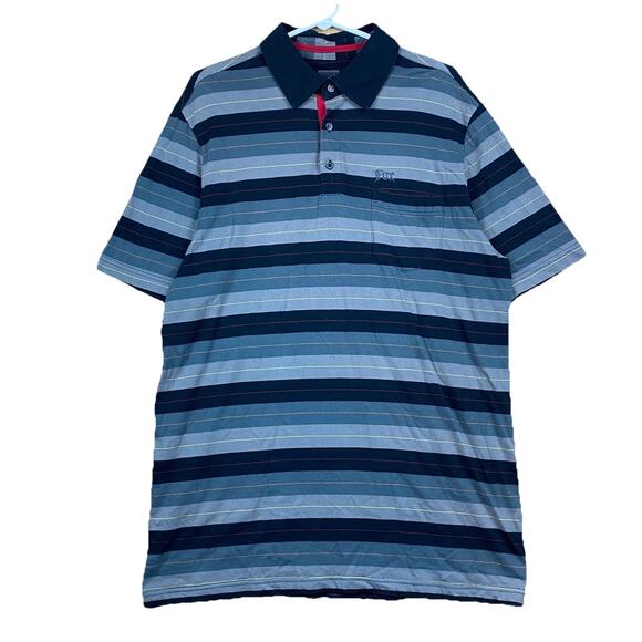 Fox Racing Polo Shirt Men’s XL Striped Gray Navy Red Casual Cotton Moto MX - Picture 1 of 8